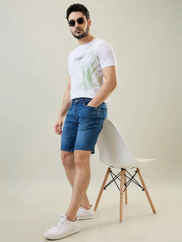 Medium Indigo Regular Fit Denim Shorts Tim Paris