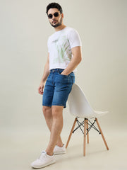 Medium Indigo Regular Fit Denim Shorts