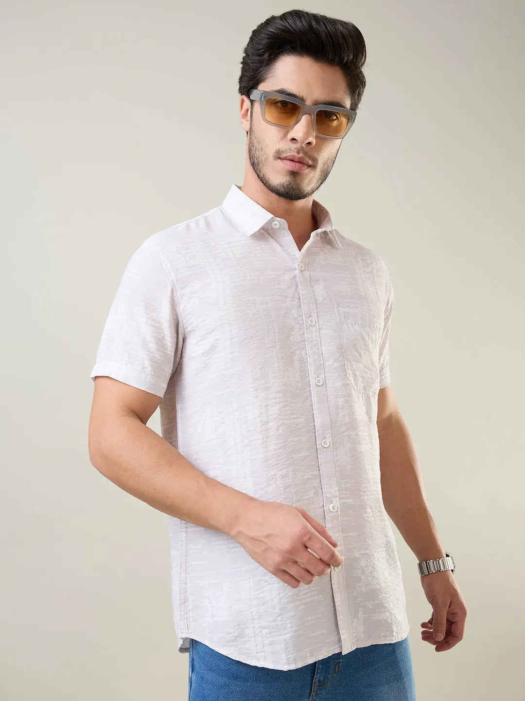 Pink Printed Regular Fit Shirt TIM PARIS