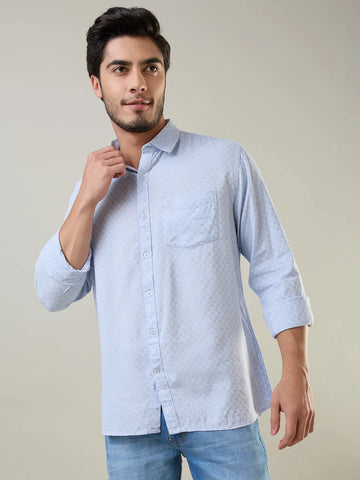 Blue Solid Shirt Tim Paris