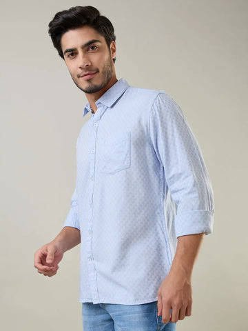 Blue Solid Shirt Tim Paris
