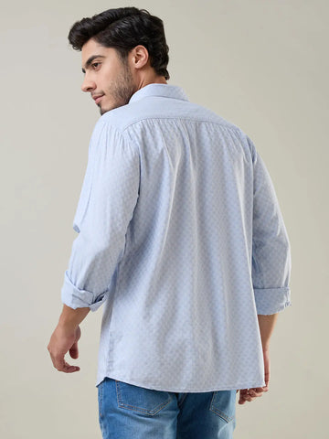 Blue Solid Shirt Tim Paris