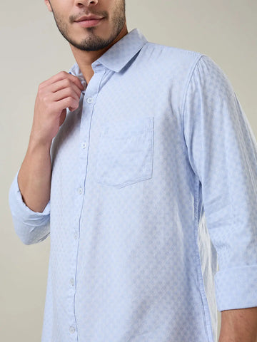 Blue Solid Shirt Tim Paris