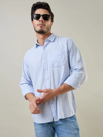 Blue Solid Shirt Tim Paris