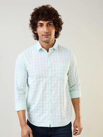 Mint Checked Regular Fit Shirt Tim Paris
