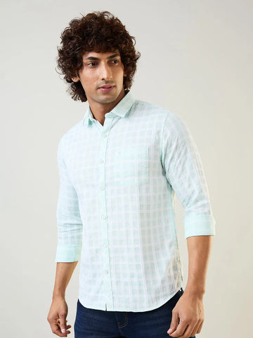 Mint Checked Regular Fit Shirt Tim Paris
