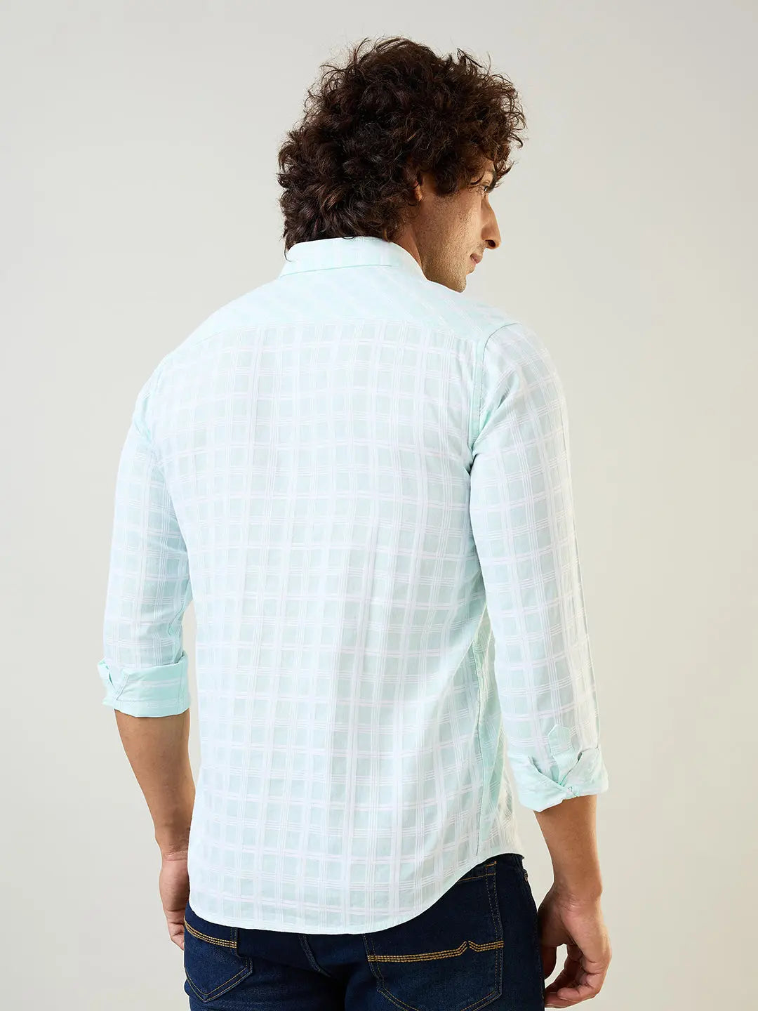 Mint Checked Regular Fit Shirt Tim Paris