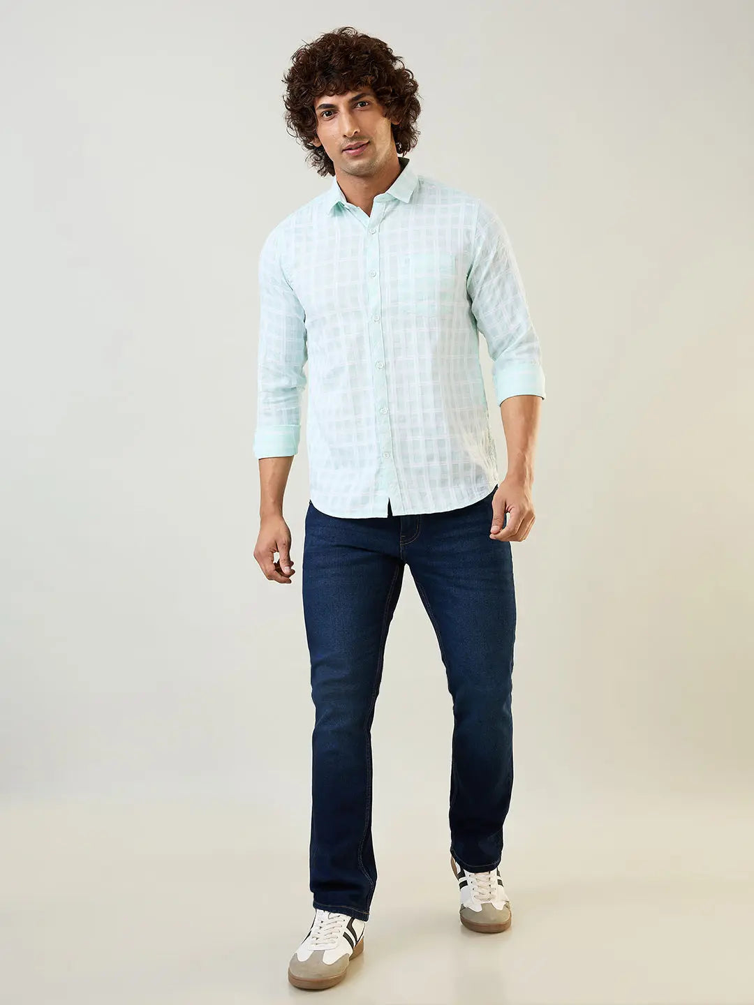 Mint Checked Regular Fit Shirt Tim Paris