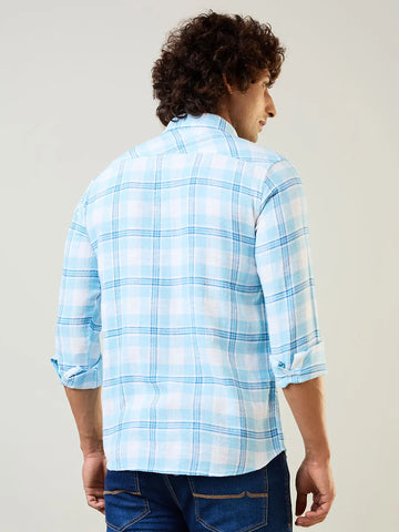 Blue Checkered Regular Fit Shirt TIM PARIS