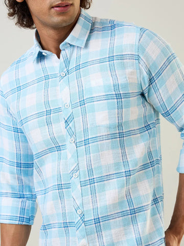 Blue Checkered Regular Fit Shirt TIM PARIS