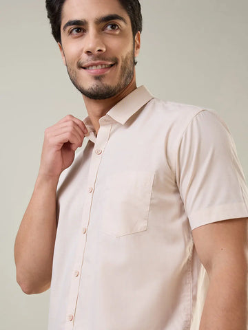 Orange Solid Shirt Tim Paris