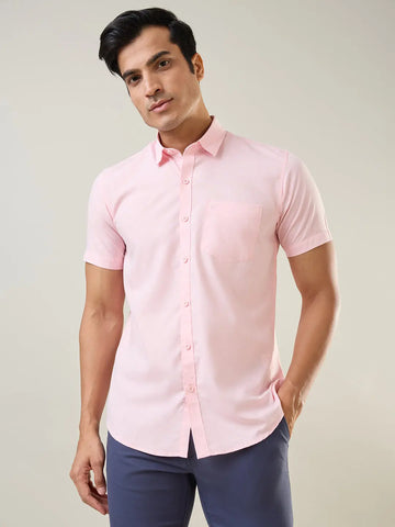 Red Solid Half Sleeve Shirt Tim Paris