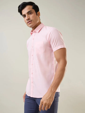 Red Solid Half Sleeve Shirt Tim Paris