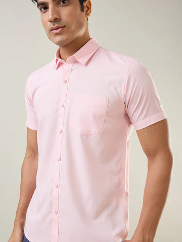 Red Solid Half Sleeve Shirt Tim Paris