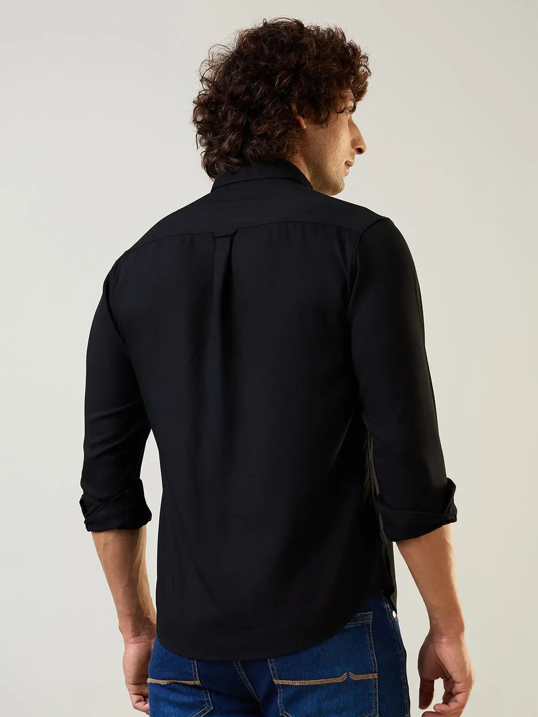 Black Solid Regular Fit Shirt TIM PARIS