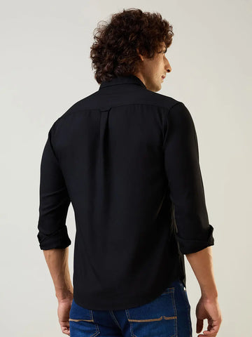 Black Solid Regular Fit Shirt TIM PARIS