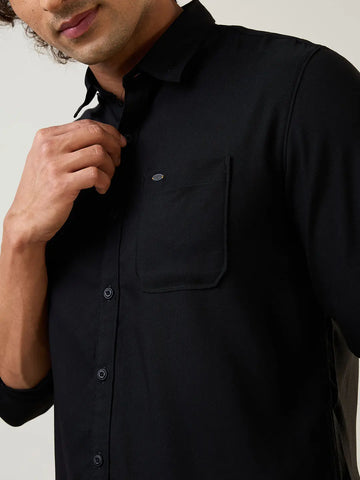 Black Solid Regular Fit Shirt TIM PARIS