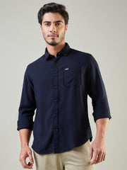 Navy Solid Regular Fit Shirt