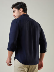 Navy Solid Regular Fit Shirt