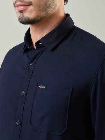Navy Solid Regular Fit Shirt TIM PARIS