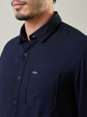 Navy Solid Regular Fit Shirt