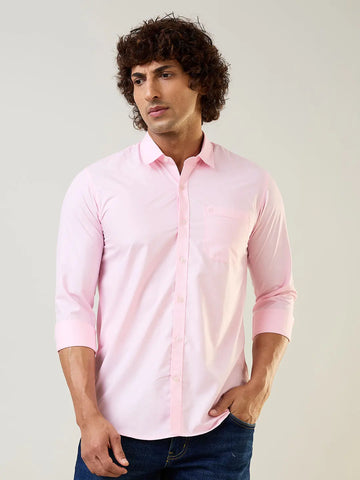 Pink Solid Regular Fit Shirt TIM PARIS