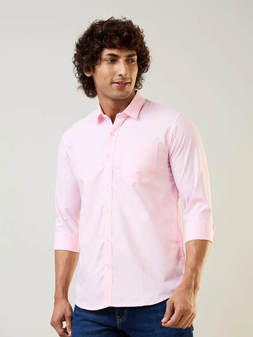 Pink Solid Regular Fit Shirt TIM PARIS