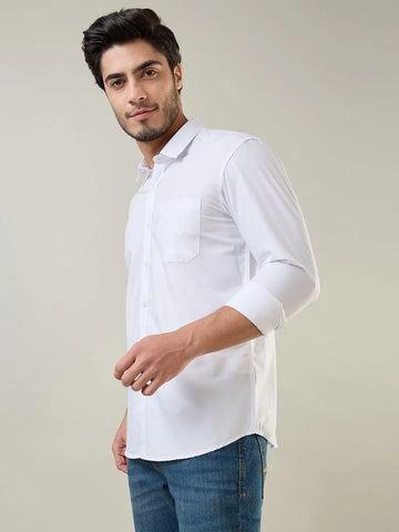 White Solid Regular Fit Shirt TIM PARIS