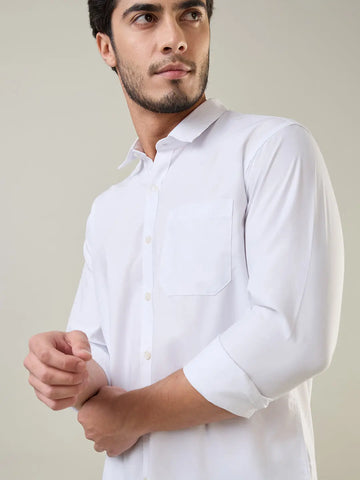 White Solid Regular Fit Shirt TIM PARIS