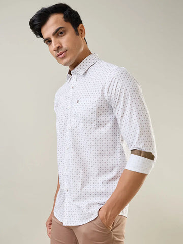 White Printed Regular Fit Shirt TIM PARIS