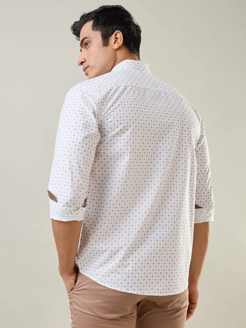 White Printed Regular Fit Shirt TIM PARIS