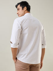 White Printed Regular Fit Shirt