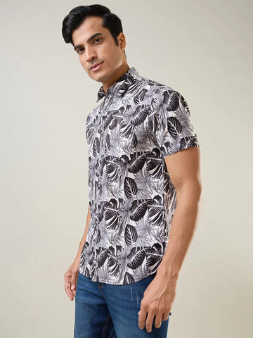 Black Printed Regular Fit Shirt TIM PARIS