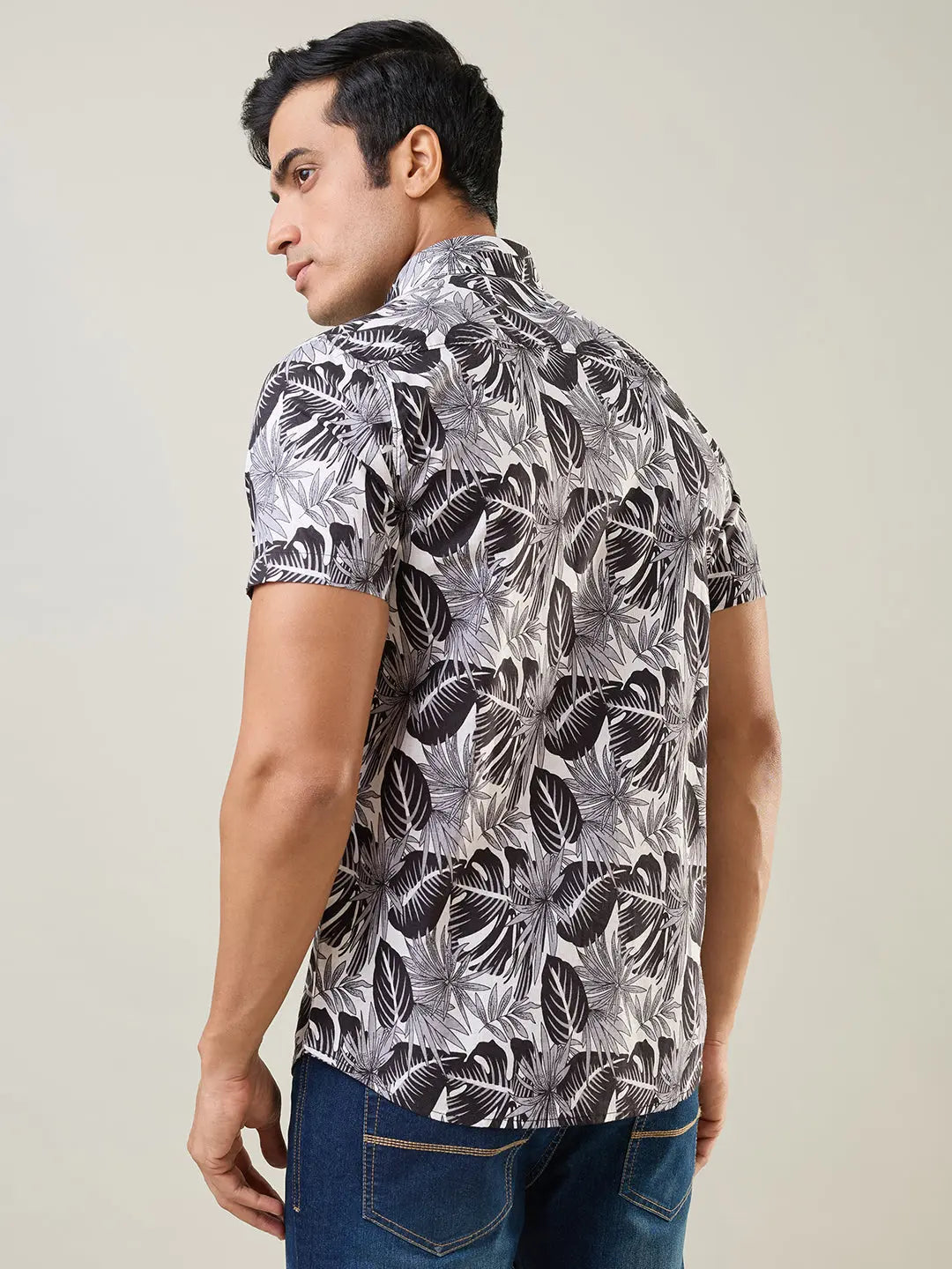Black Printed Regular Fit Shirt TIM PARIS