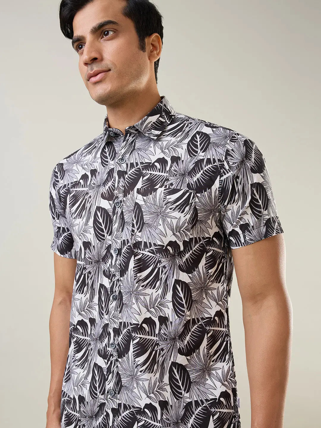 Black Printed Regular Fit Shirt TIM PARIS