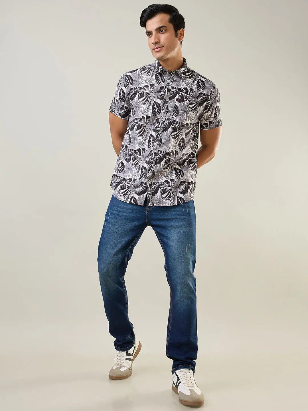 Black Printed Regular Fit Shirt TIM PARIS