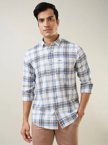 Camel Checkered Regular Fit Shirt Tim Paris