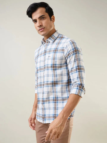 Camel Checkered Regular Fit Shirt Tim Paris