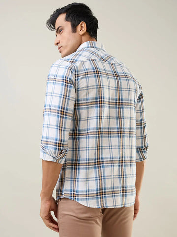 Camel Checkered Regular Fit Shirt Tim Paris