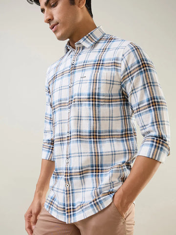 Camel Checkered Regular Fit Shirt Tim Paris