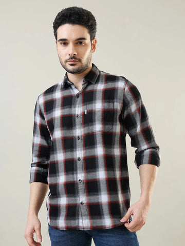 Black Checkered Regular Fit Shirt TIM PARIS