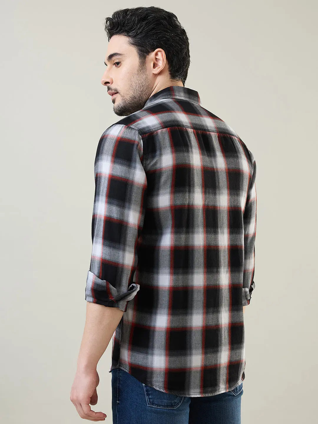 Black Checkered Regular Fit Shirt TIM PARIS