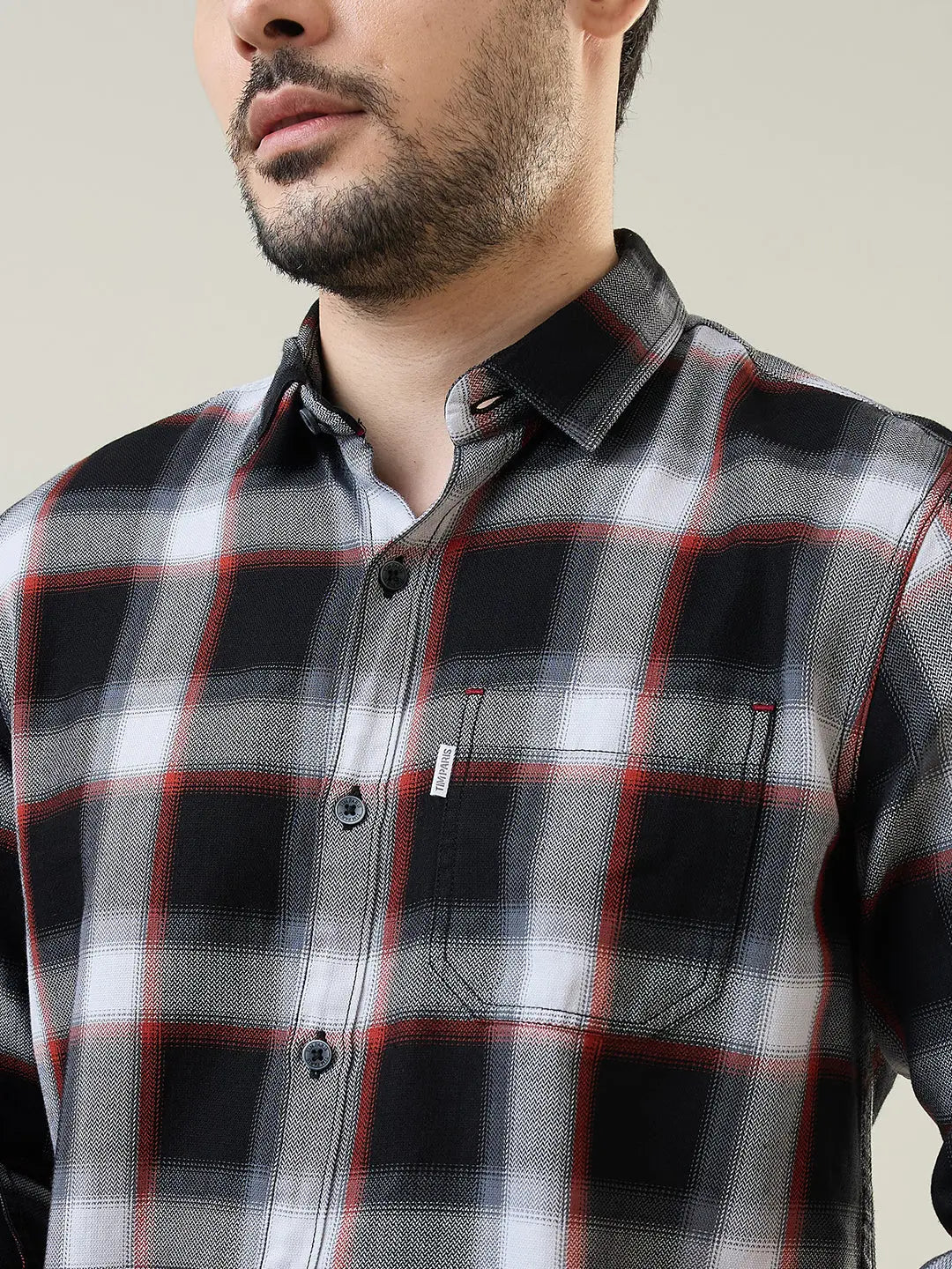 Black Checkered Regular Fit Shirt TIM PARIS
