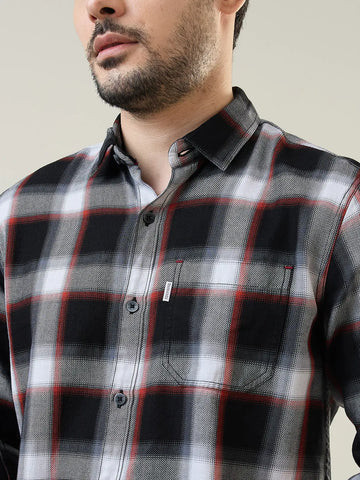 Black Checkered Regular Fit Shirt TIM PARIS