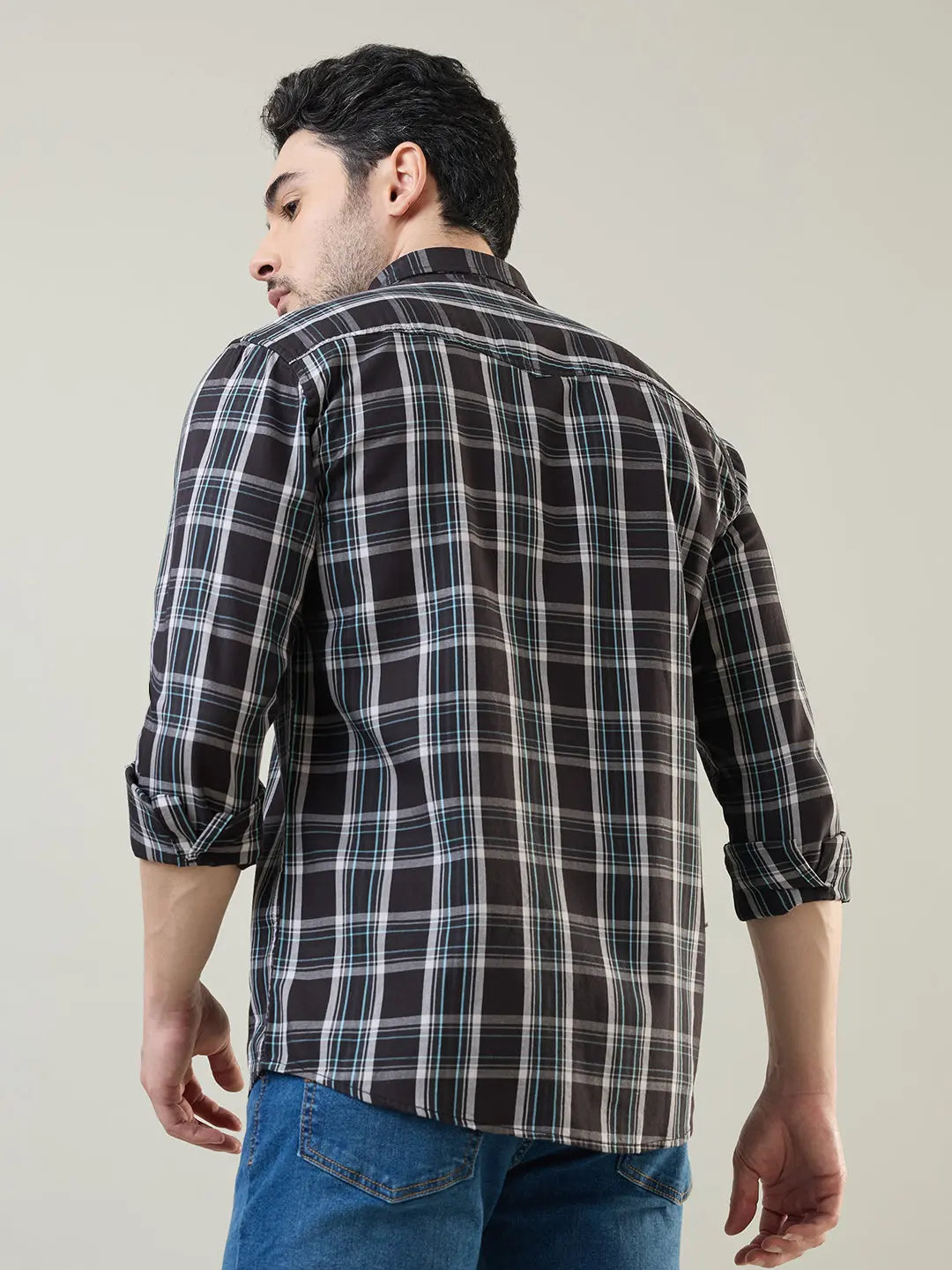 Black Checkered Regular Fit Shirt TIM PARIS