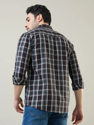 Black Checkered Regular Fit Shirt TIM PARIS