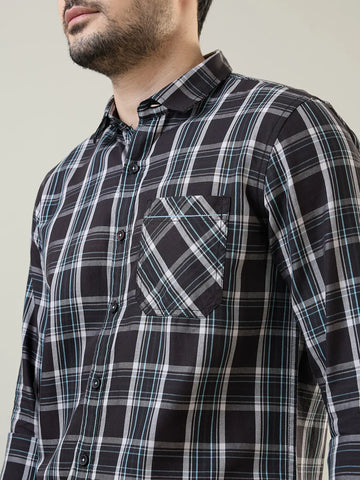 Black Checkered Regular Fit Shirt TIM PARIS