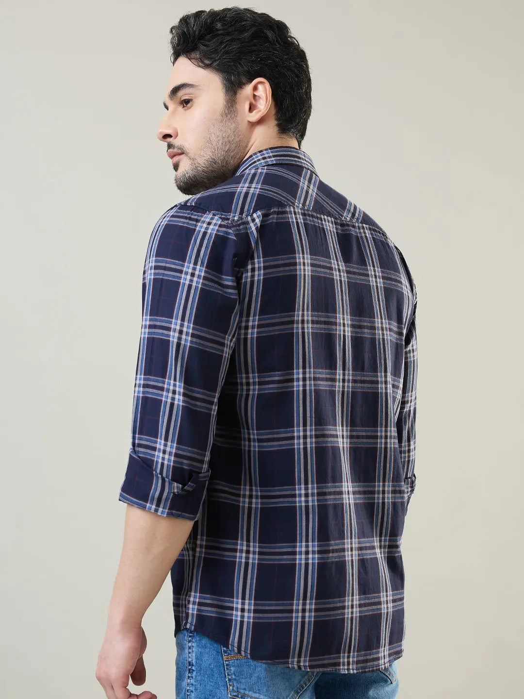 Blue Checkered Regular Fit Shirt TIM PARIS
