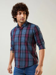 Grey Checkered Regular Fit Shirt TIM PARIS
