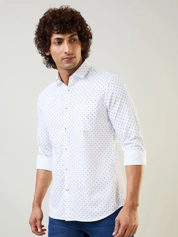White Printed Shirt Tim Paris